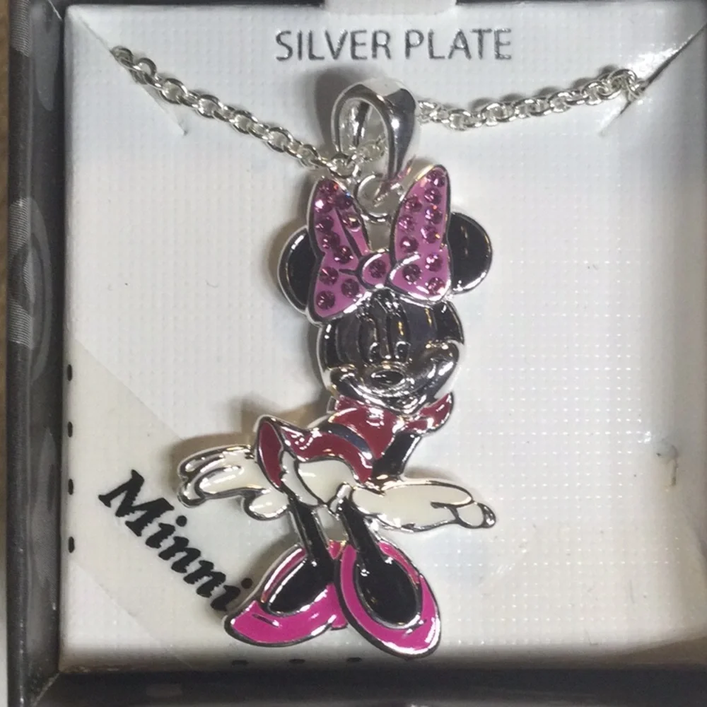 Minnie Mouse Silver Plated Pendant & Necklace